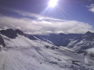 Perfect bluebird day in the Swiss Alps.