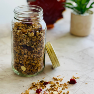 granola müesli in glass jar