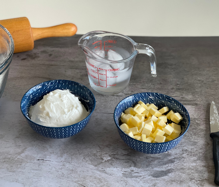 butter, shortening and ice water