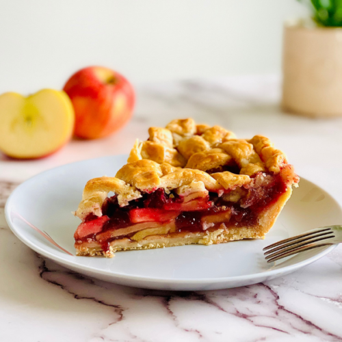 slice of apple cranberry pie