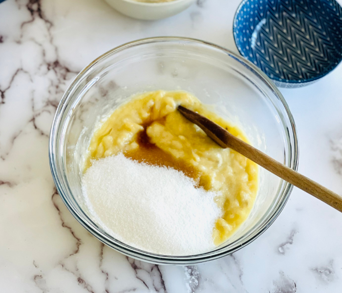 https://mirjamskitchenyodel.com banana bread batter added sugars