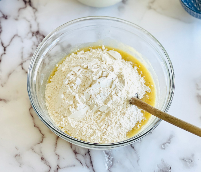 https://mirjamskitchenyodel.com banana bread batter flour added