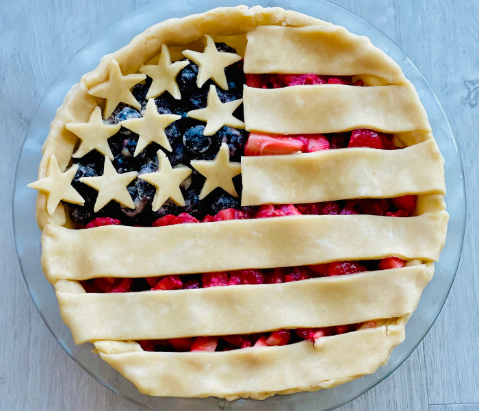 https://mirjamskitchenyodel.com american flag berry pie before baking