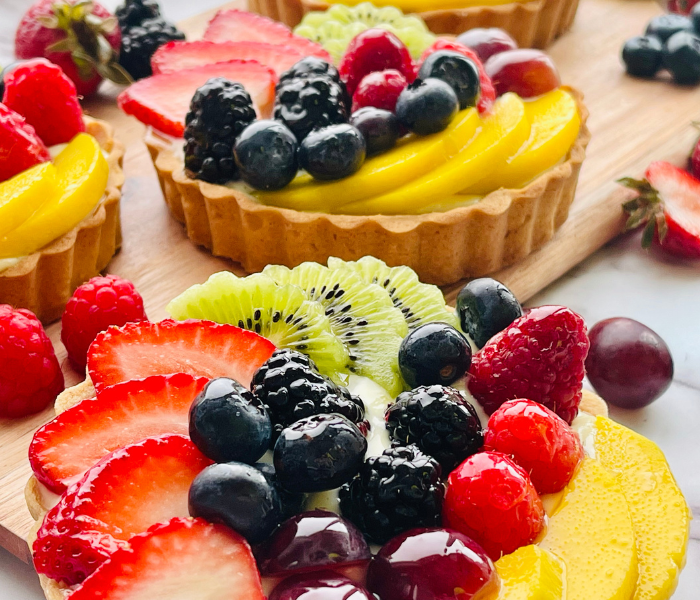 https://mirjamskitchenyodel.com classic french fruit tart side view