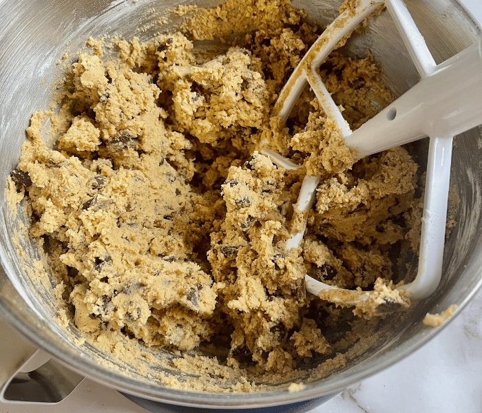 https://mirjamskitchenyodel.com brown butter chocolate chip cookies batter
