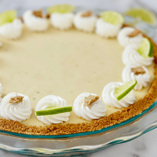 https://mirjamskitchenyodel.com key lime pie with heavy whipping cream rosettes