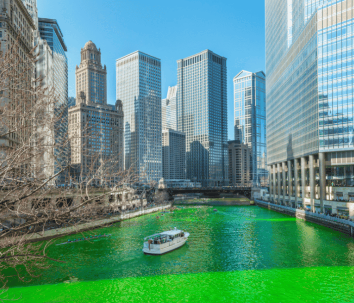 https://mirjamskitchenyodel.com chicago river green for St. Patrick's Day